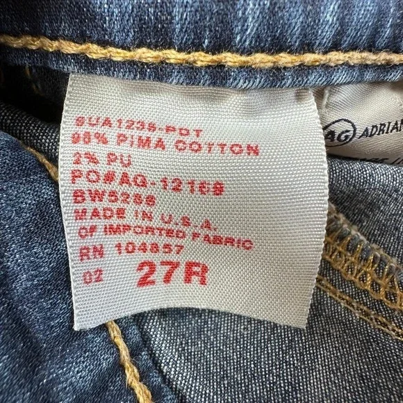 AG Adriano Goldschmied The Malibu Crop Pant Dark Wash Cuffed Denim Jeans 27R - Picture 12 of 12